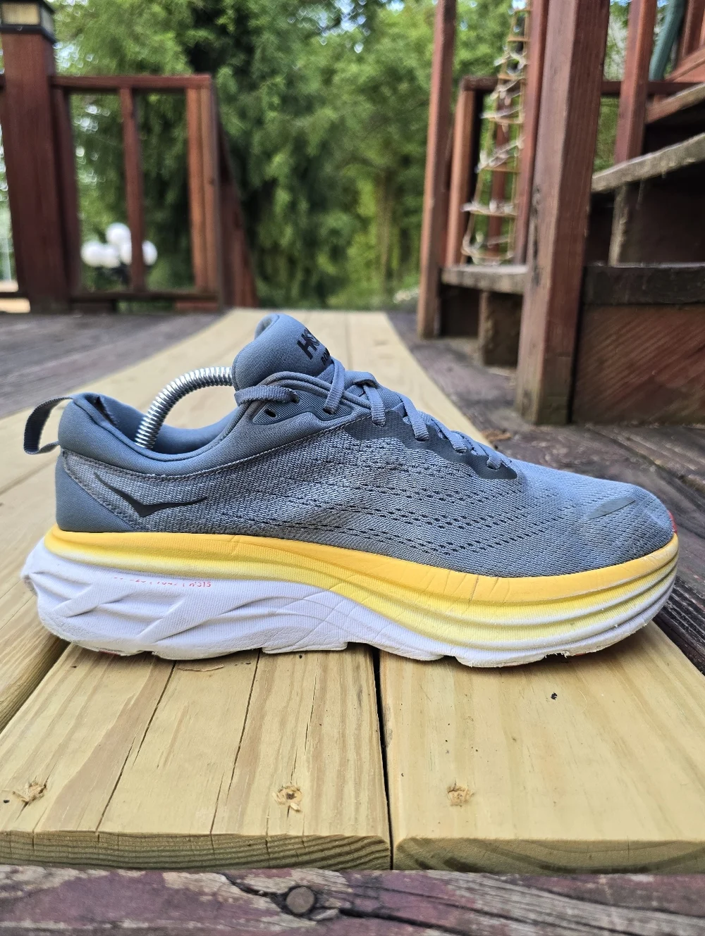 Hoka, Mens Bondi 8 Running Shoe, Goblin Blue/Mountain Spring, Sz 9.5 2E - Picture 6 of 16